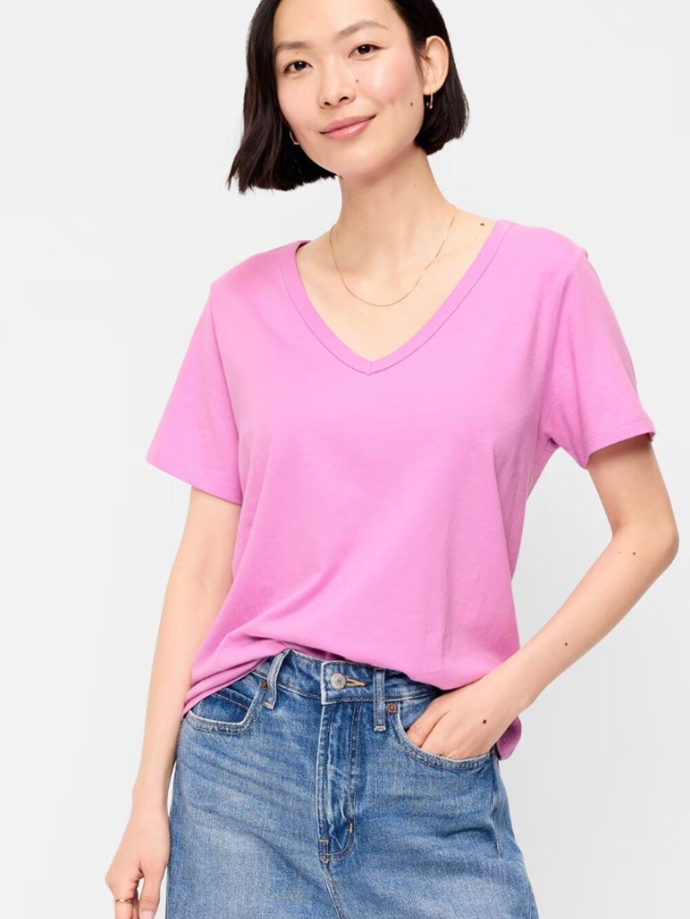 Old Navy Pink V-Neck Everywear Tee